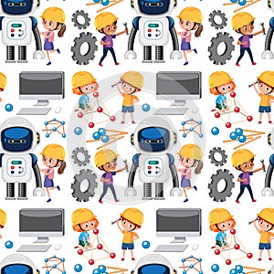 Science kids seamless background