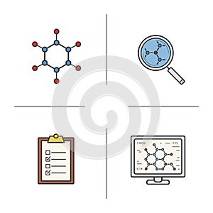 Science lab color icons set