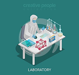 Science lab experiment research chemical flat isometric vector