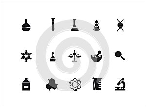 Science Lab Icon Set / Vector thin line icons set and graphic design elements / Illustration with science and laboratory research