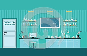 Science lab interior or laboratory room.