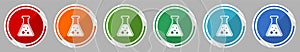 Science, laboratory, chemistry icon set, vector illustration in 6 colors options for webdesign and mobile applications, flat