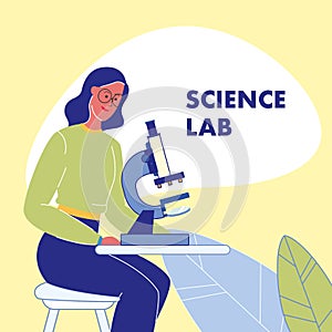 Science Laboratory Flat Vector Poster with Text
