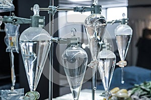 Science laboratory glass distill boil water flask