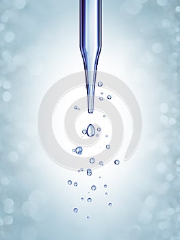 Science laboratory pipette with a drop of chemical