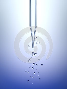 Science laboratory pipette with a drop of chemical