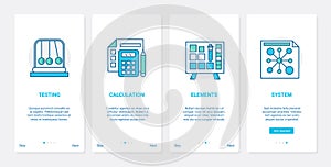 Science laboratory plan experiment, UX, UI onboarding mobile app page screen set