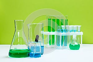 Science laboratory test tubes, chemical laboratory equipment