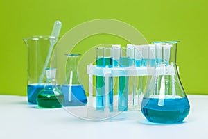 Science laboratory test tubes, chemical laboratory equipment