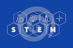 Science and Math - STEM vector concept hexagon illustration