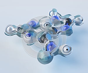 Science Molecule Nucleobase Adenine Model Structure, DNA,3D Rendering.