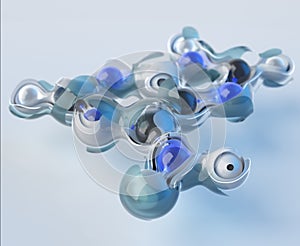 Science Molecule Nucleobase Adenine Model Structure, DNA,3D Rendering.