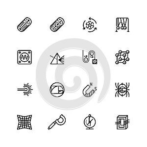 Science and physics related icons in outline style