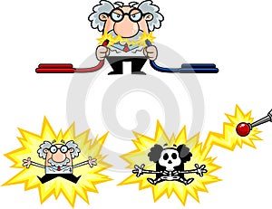 Science Professor Cartoon Character Poses. Vector Collection Set