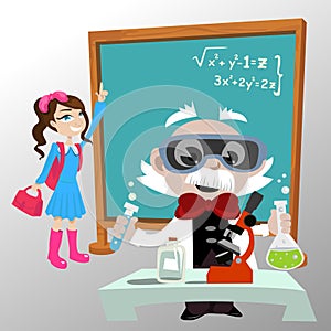 Science professor with student