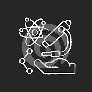 Science and research chalk white icon on black background