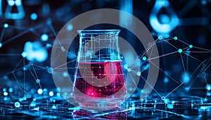 Science research lab beaker liquid technology data