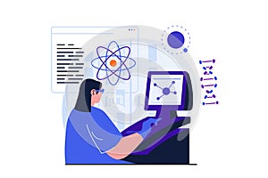 Science research modern flat concept for web banner design.