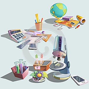 Science retro cartoon set