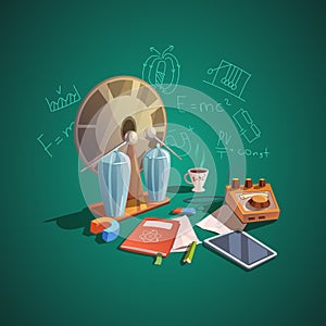 Science retro cartoon set