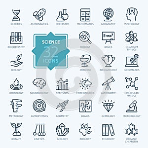 Science, scientific activityelements - minimal thin line web icon set.