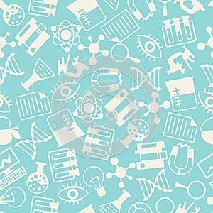 Science seamless pattern in flat design style