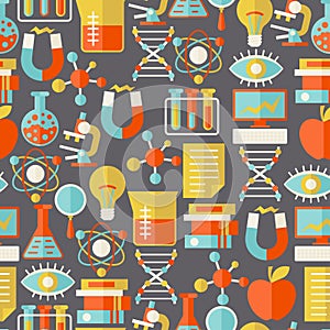 Science seamless pattern in flat design style