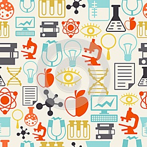 Science seamless pattern in flat design style