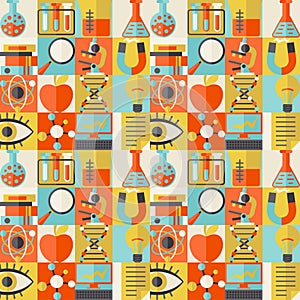 Science seamless pattern in flat design style
