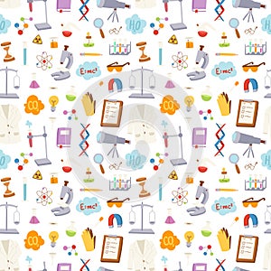 Science seamless pattern vector illustration.
