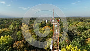 Science station forest weather meteorology monitoring measurements eddy covariance systems, scientist work man consist