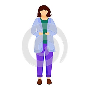 Science student in lab coat flat vector illustration