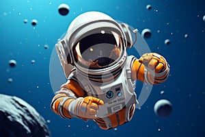 Science and tech symbol Astronaut on planet waves hello icon