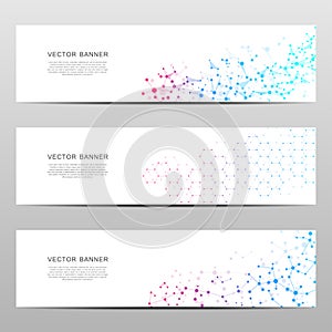 Science and technology banners. DNA molecule structure background. Scientific and technological concept. Vector