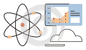 Science and Technology Data Visualization with Atomic Structure and Cloud Computing Concept