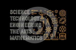 Science, Technology, Engineering, the Arts, Mathematics - STEAM concept horizontal line illustration or banner