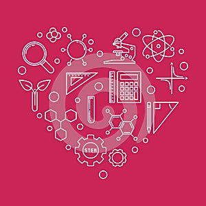 Science, Technology, Engineering and Math Heart line illustration