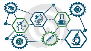 Science and technology interconnected network, vector design Generative AI