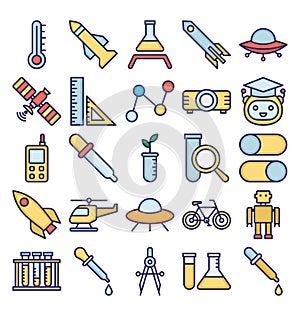 Science and Technology Isolated Vector icons set that can be easily modified or edit