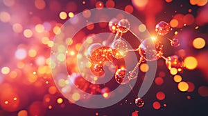 Science technology molecule structure with glowing atoms