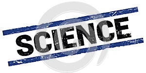 SCIENCE text on black-blue rectangle stamp sign