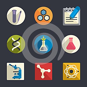 Science theme flat icons