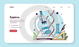 Science web banner or landing page. Global education and innovation