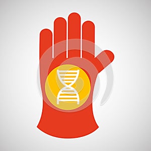 Sciencie glove and dna structure icon photo