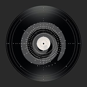 Scientific Accuracy: Vinyl Record With Dots And Circles On Dark Background