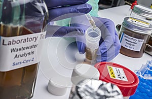 Scientific analysis of wastewater sample in laboratory, investigation of possible contamination by Sars-Cov-2 in humans,