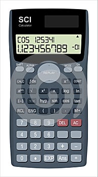 Scientific Calculator vector with digits number displayed in screen