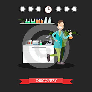 Scientific discovery concept vector flat illustration