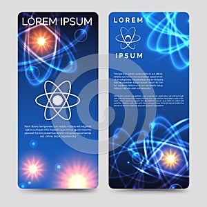 Scientific flyer template with atom model