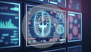 scientific healt care brain data flow concept and diagrams